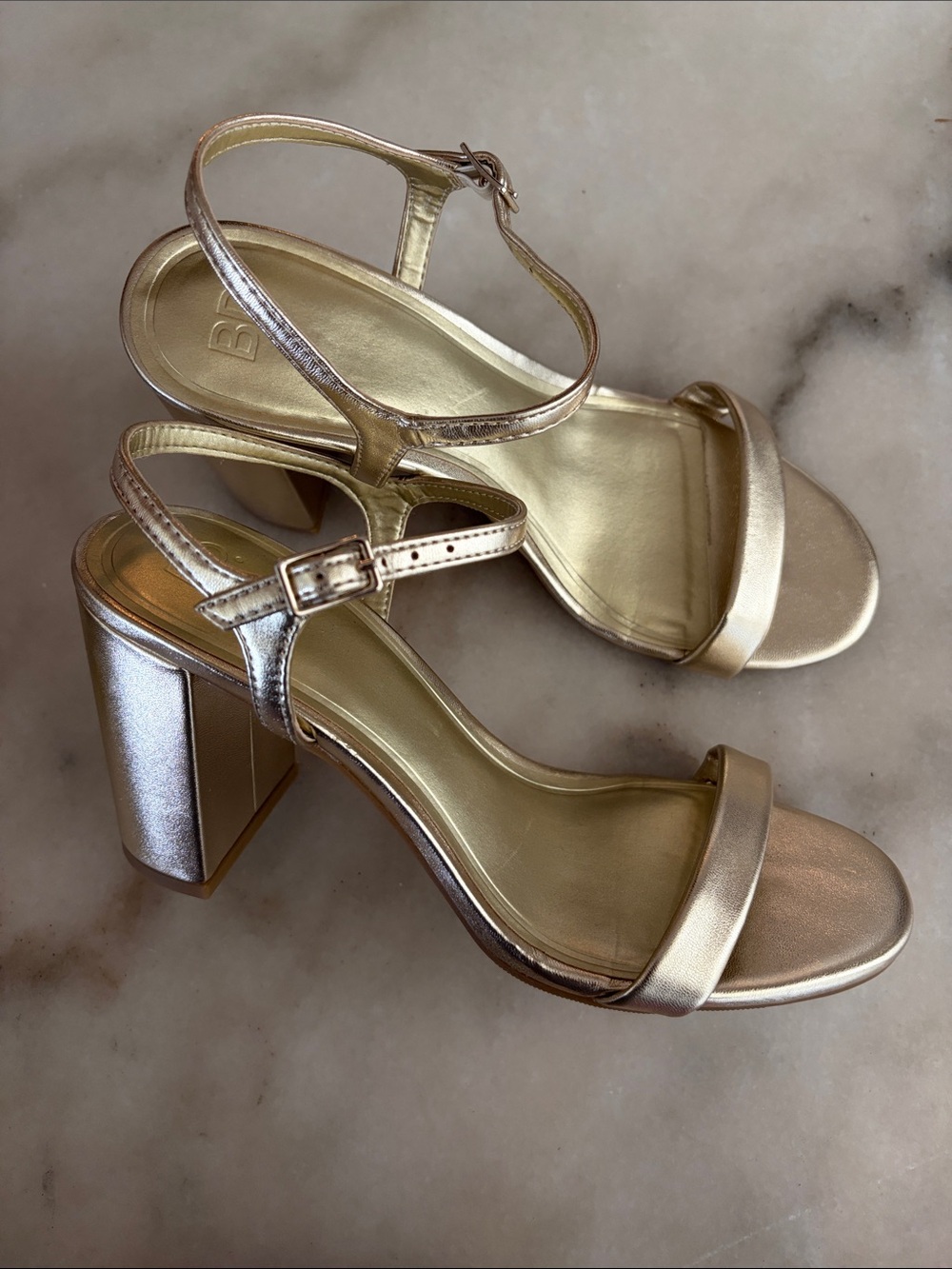BP Metallic Gold Block Heels